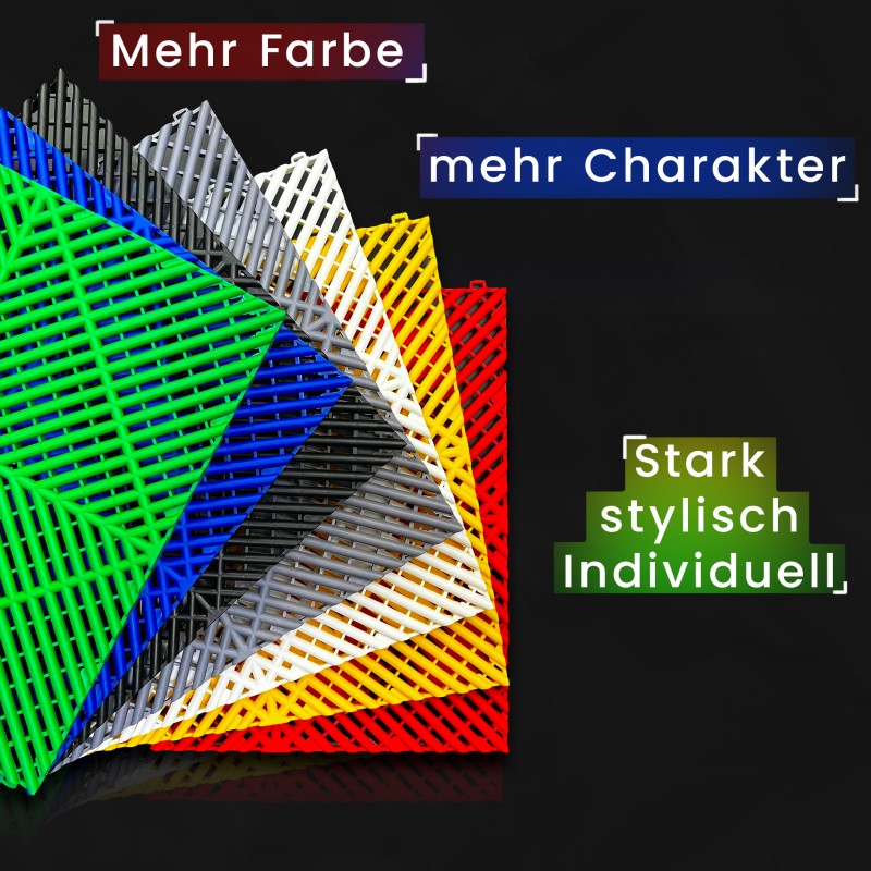 Klicktec® 3D Werkstattboden – 6er Set | satte Farben, 480 g/Fliese
